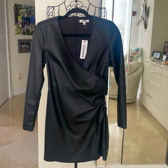 NWT STEVE MADDEN FAUX LEATHER BODYCON DRESS - Picture 5 of 9